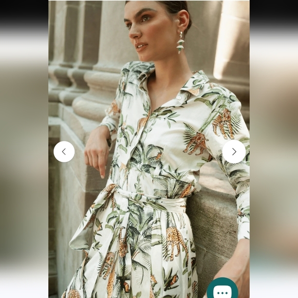 Guadalupe Womens Luciana Jungle Dress White Green Size XSmall Tropical Maxi Long - Picture 14 of 14